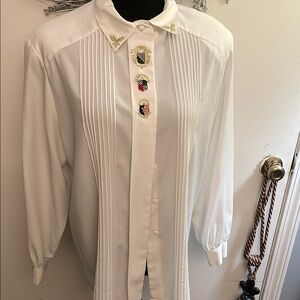 Elegant White Men's Shirt with Embroidered Accents